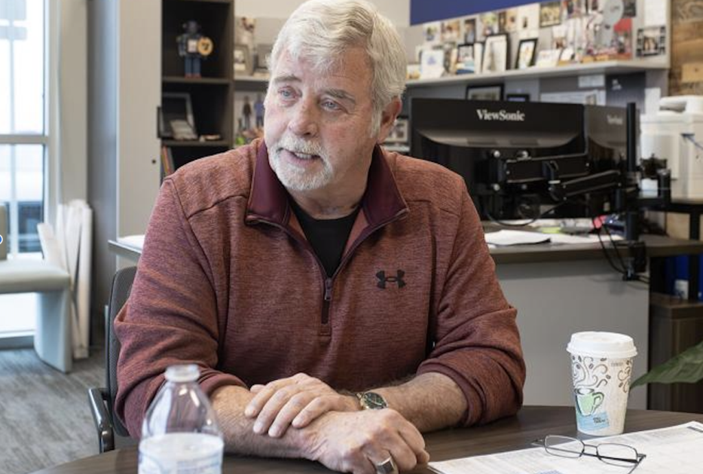 Rick Murdock interviewing with Idaho Press Photo by Brian Myrick