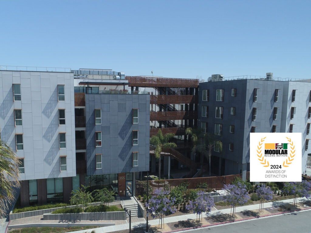 355 Sango Court factory built modular affordable housing in Milpitas, CA. Built by Autovol and Nibbi Brothers General Contractors